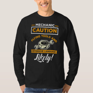 Mechanisches Funny Zitat Vorsicht fliegen Werkzeug T-Shirt