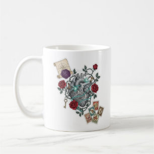 Mechanisches Herz mit Rosen – Vintage-Surreal-Kuns Kaffeetasse