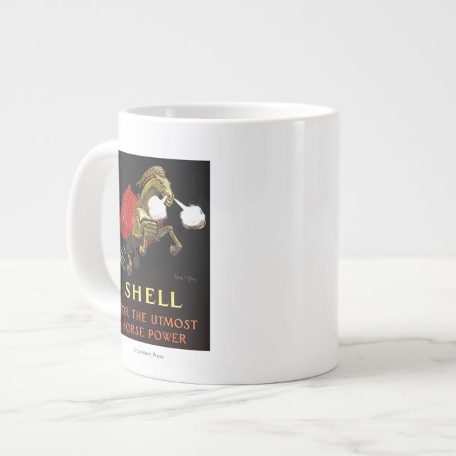 Mechanisches Pferd mit Muschel Jumbo-Tasse (Vorderseite Links)