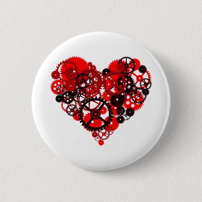 MECHANISCHES STEAMPUNK HERZ BUTTON (Vorderseite)