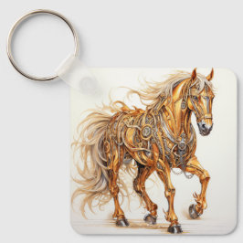 Mechanisches Steampunk Horse Gold Silver Schlüsselanhänger