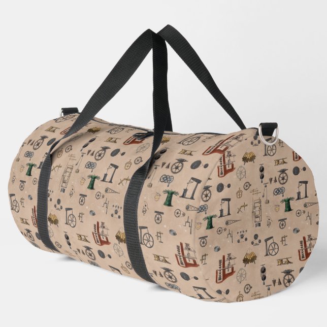 Mechanisches wissenschaftliches Muster für antikes Duffle Bag (Linke Ecke)