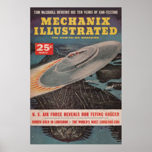 Mechanix Illustriertes Vintages Pulsmagazin UFO C Poster