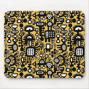 Mechanoid World - Schwarz und Weiß mit orange Mousepad