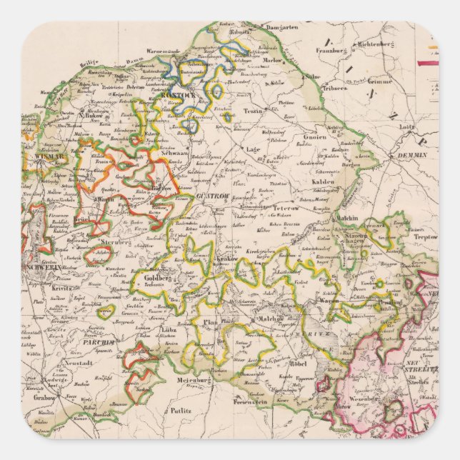 Mecklenburg, Deutschland Quadratischer Aufkleber (Vorderseite)