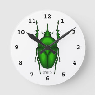 Mecynorhina torquata bug Cartoon zur Darstellung Runde Wanduhr
