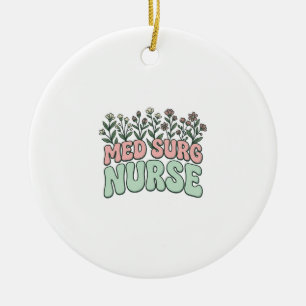 Med-Chirurgie-Krankenschwester Florales Vintage-Ve Keramik Ornament
