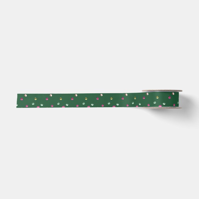 Med Dusky Green mit runden mehrfarbigen Punkten Satinband (Vorderseite)
