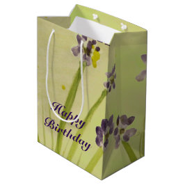 Med Geschenktasche in Lila und Limoner Blumenkonst Mittlere Geschenktüte