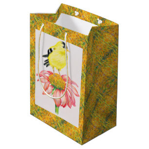 Med Gift Bag Goldfinch on Coneflower Mittlere Geschenktüte