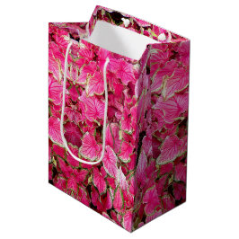 Med Gift Bag Pink Blätter Mittlere Geschenktüte