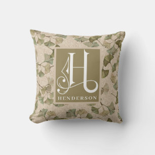 Med Ginko Muster Monogramm H Kissen