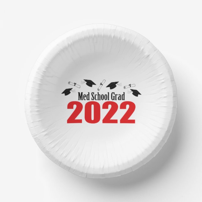 Med School 2022 Graduation Caps & Diplomas (rot) Pappteller (Vorderseite)