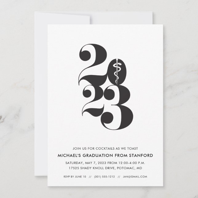 Med School Abschluss Invitation Class of 2024 Einladung (Vorderseite)