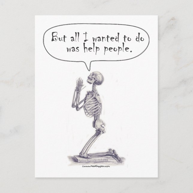 Med Student Skeleton Gebet Postkarte (Vorderseite)