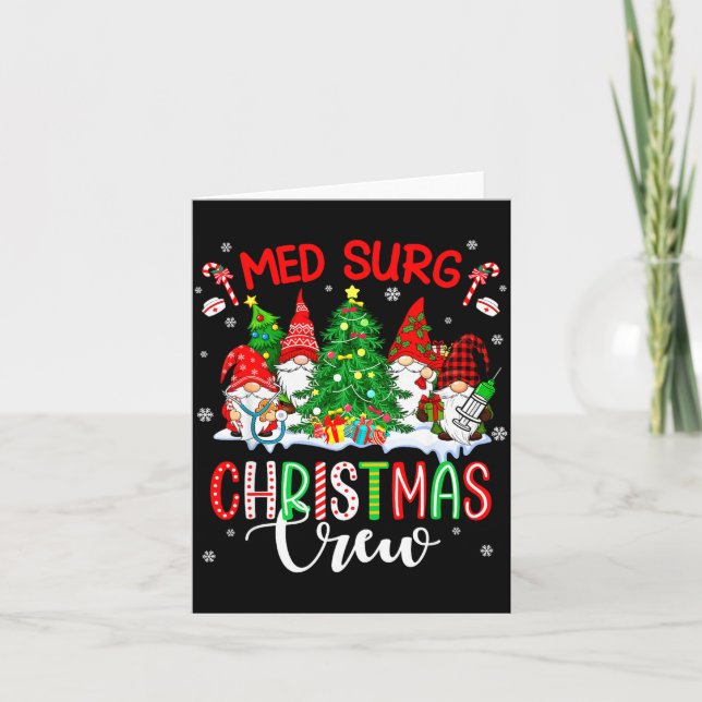 Med Surg Christmas Crew Group Gnomes Decorating Xm Karte (Vorderseite)