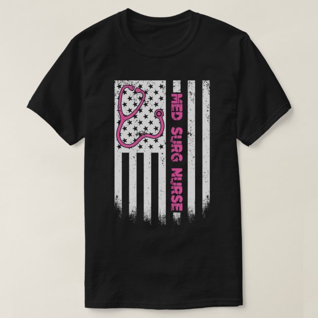 Med Surg Nurse American USA Stethoscope Patriotic T-Shirt (Design vorne)