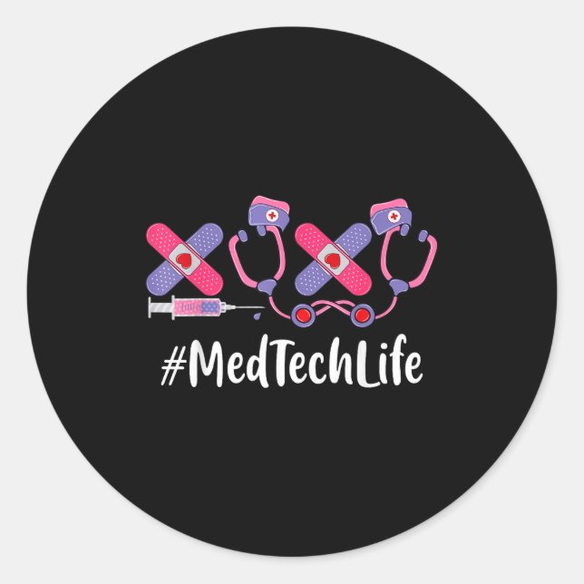 Med Tech Valentines Day Women Heart Stethoscope Ap Runder Aufkleber (Vorderseite)