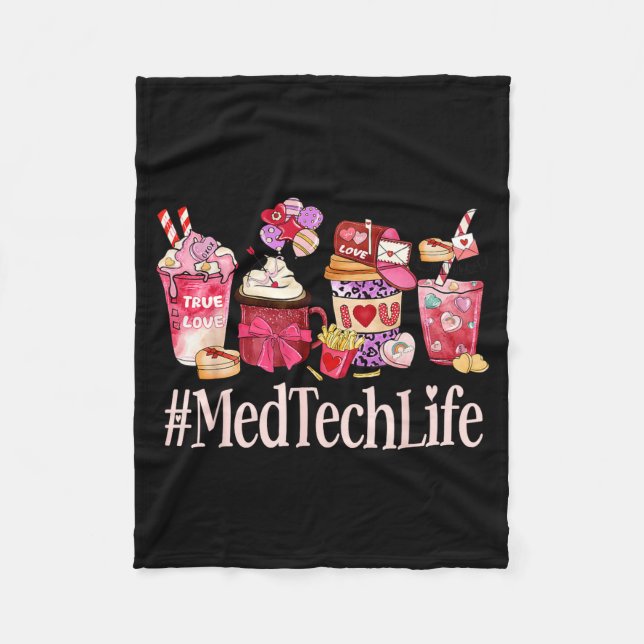 Med Tech Women Coffee Lovers Funny Valentine's Day Fleecedecke (Vorderseite)