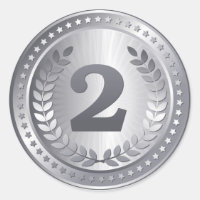 Médaille d'argent 2e place vainqueur autocollant