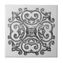 Médaille d'argent gris Faux Carreaux de céramique