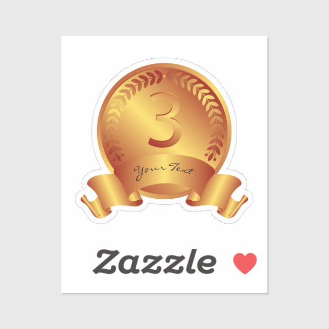 Médaille de bronze et texte personnalisé Sticker g (Feuille)