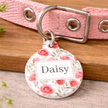 Médaille de chien florale personnalisée avec nom
