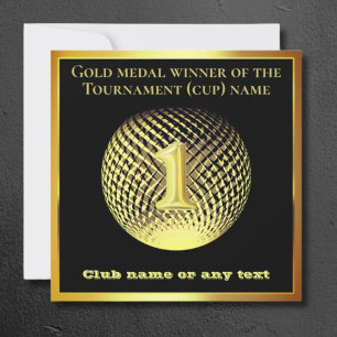 Médaille d'or 1ère place gagnante carte de félicit