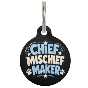 Médaille drôle pour chiens Chef Fauteur de Troub
