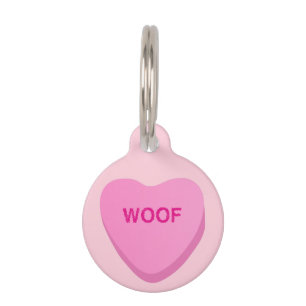 Médaille personnalisée Cœur de Bonbon WOOF Rose po