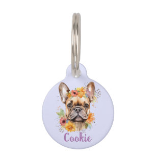 Médaille pour animal de compagnie ronde à motif aq