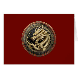 Médaillon de dragon oriental sacré en or sur Velve