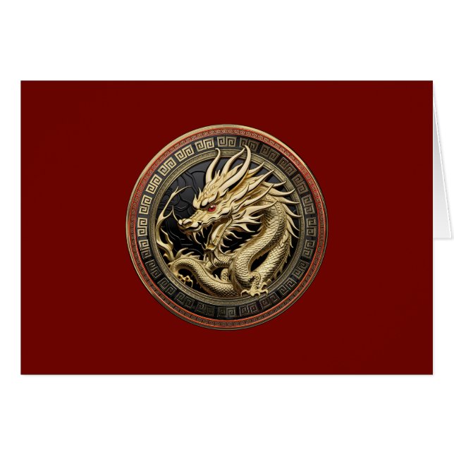 Médaillon de dragon oriental sacré en or sur Velve (Devant horizontal)