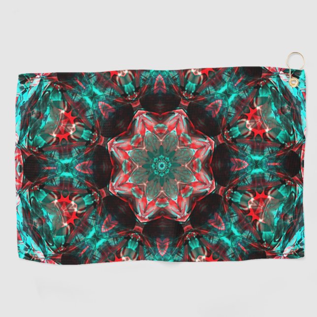 Medaillon digitaler Bilder, die sich selbst übertr Golfhandtuch (Horizontal)