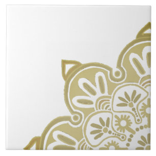 Médaillon en carreaux de céramique blanc