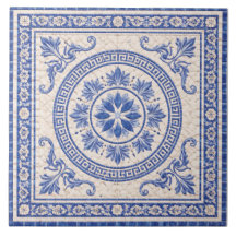 Médaillon Floral Grec – Carreau de Céramique Décor