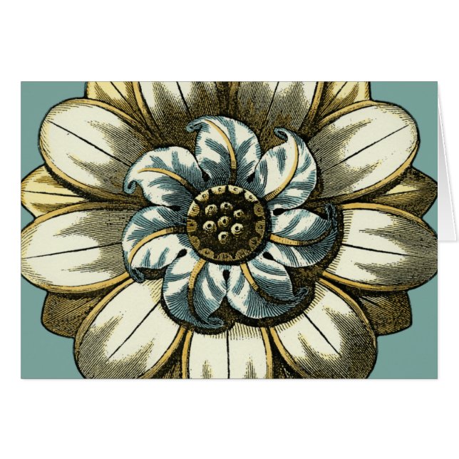 Médaillon floral orné sur Arrière - plan bleu clai (Devant horizontal)
