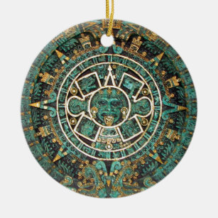 Medaillon-Münzen-Verzierung, alter aztekischer Keramik Ornament