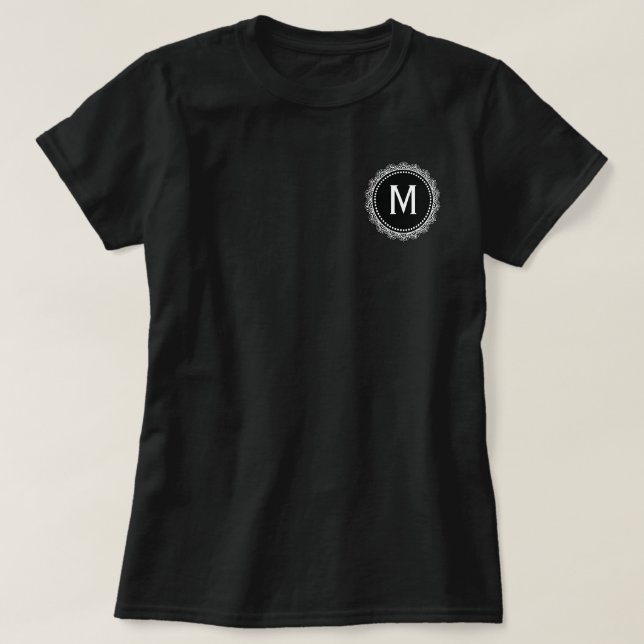 Médaillon noir et blanc personnalisé T-shirt initi (Design devant)