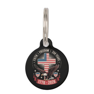 Médaillon Pour Animaux 250e anniversaire USA Foi Liberté 4 juillet
