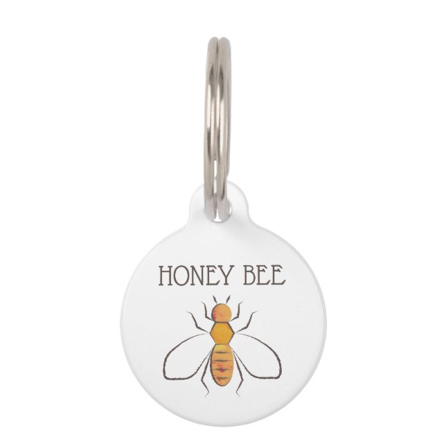 Médaillon Pour Animaux Abeille de miel jaune (Devant)