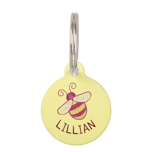 Médaillon Pour Animaux Abeille Douce Étiquette Personnalisée Pour Animaux (Devant)
