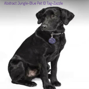 Médaillon Pour Animaux Abstrait Jungle-Blue
