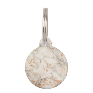 Médaillon Pour Animaux Accents marrons et motif abstrait blanc