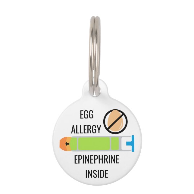 Médaillon Pour Animaux Adrénaline d'allergie d'oeufs d'enfants à (Devant)