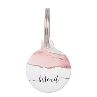 Médaillon Pour Animaux agate dorée et rousse personnalisée