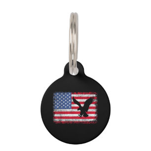 Médaillon Pour Animaux Aigle Drapeau Américain USA