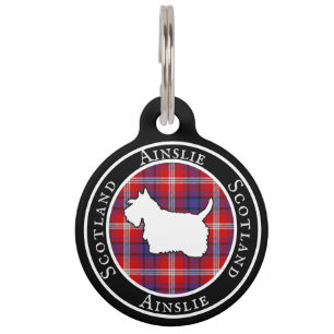 Médaillon Pour Animaux Ainslie Tartan & Scottie Dog Personnalisé