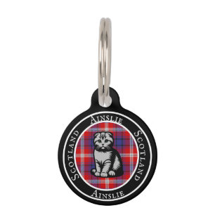 Médaillon Pour Animaux Ainslie Tartan & Scottish Kitty Personnalisé