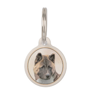 Médaillon Pour Animaux Akita Peinture - Cute Original Chien Art